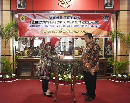 PENYERAHAN SERTIFIKAT WTP ATAS HASIL PEMERIKSAAN LAPORAN KEUANGAN PEMDA KAB. GROBOGAN OLEH BPK RI TA 2018